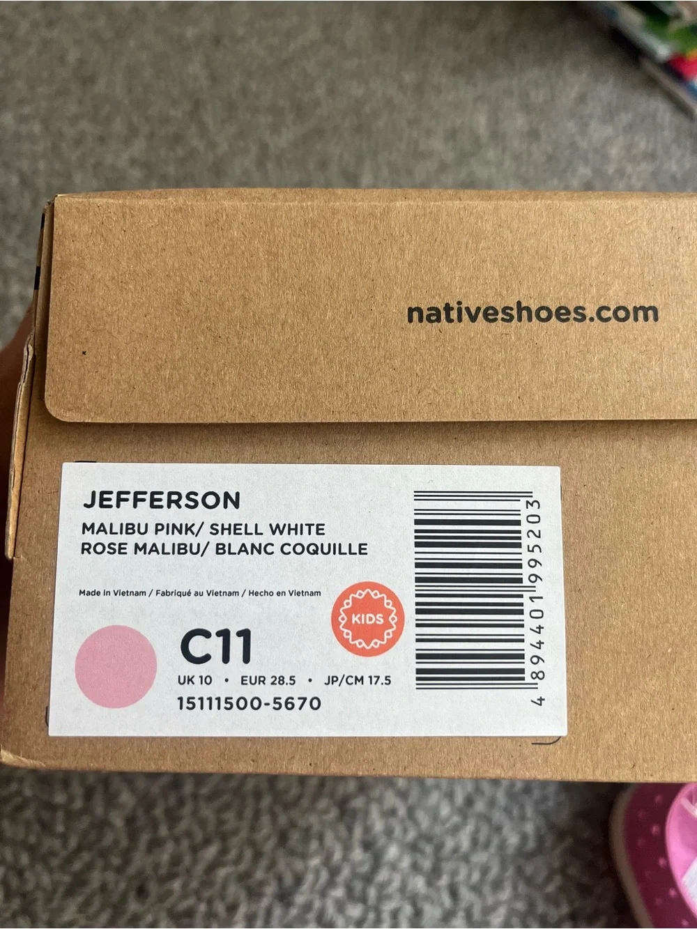 Native Kids Jefferson Water Shoes in Malibu Pink with White Toe NEW